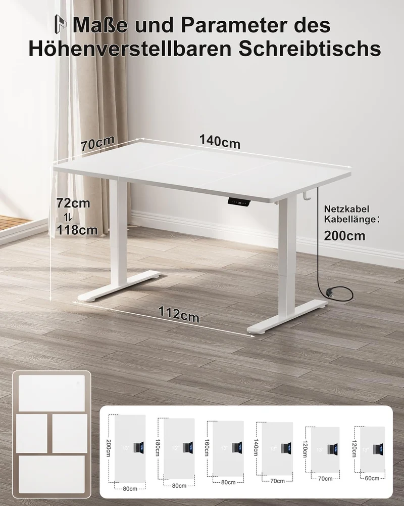 Homall höhenverstellbarer Schreibtisch elektrisch – Rechteck, USB, ergonomischh