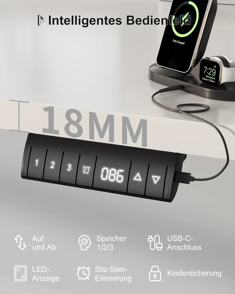 Homall höhenverstellbarer Schreibtisch elektrisch – Rechteck, USB, ergonomischh
