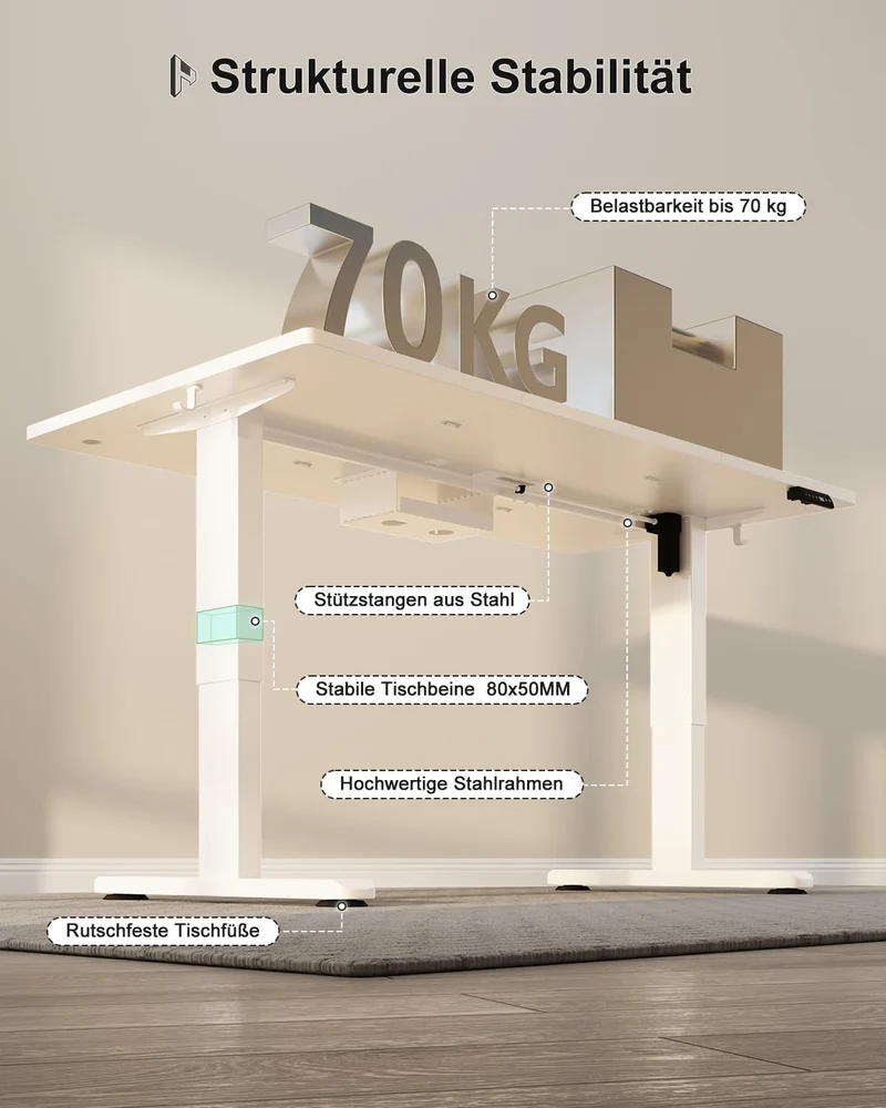 Homall höhenverstellbarer Schreibtisch elektrisch – Rechteck, USB, ergonomischh