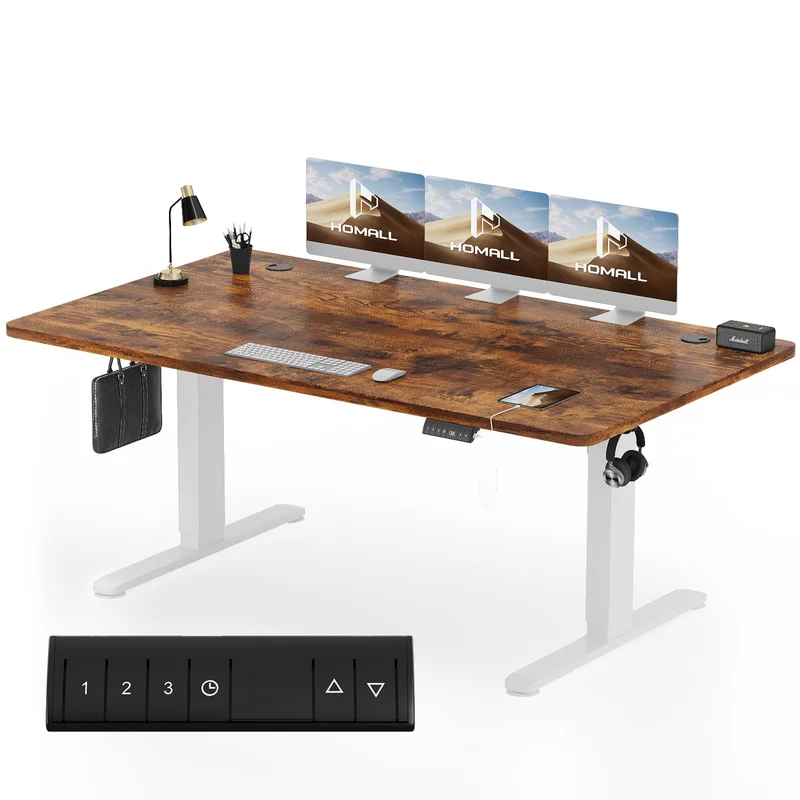 Homall höhenverstellbarer Schreibtisch elektrisch – Rechteck, USB, ergonomischh