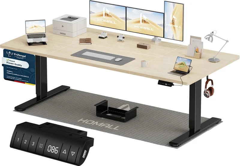 Homall höhenverstellbarer Schreibtisch elektrisch – Rechteck, USB, ergonomischh