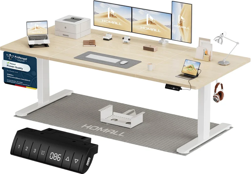 Homall höhenverstellbarer Schreibtisch elektrisch – Rechteck, USB, ergonomischh