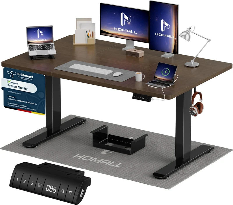 Homall höhenverstellbarer Schreibtisch elektrisch – Rechteck, USB, ergonomischh