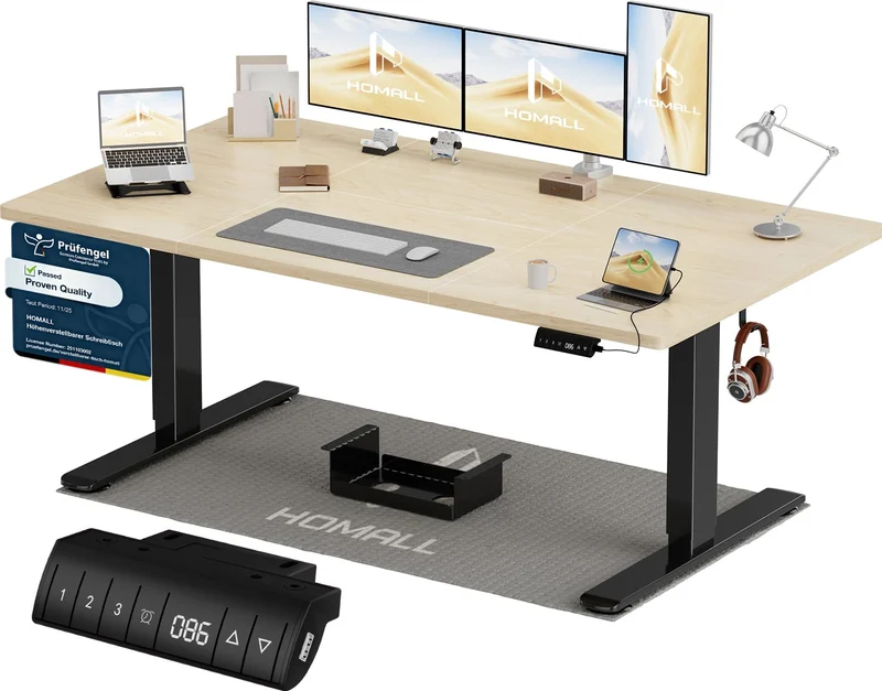 Homall höhenverstellbarer Schreibtisch elektrisch – Rechteck, USB, ergonomischh