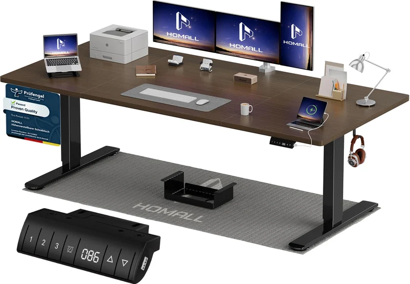Homall höhenverstellbarer Schreibtisch elektrisch – Rechteck, USB, ergonomischh