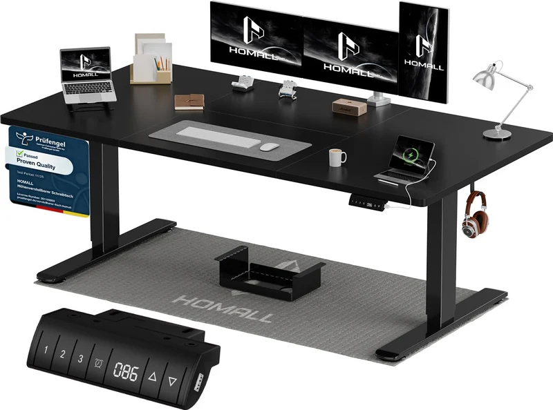 Homall höhenverstellbarer Schreibtisch elektrisch – Rechteck, USB, ergonomischh