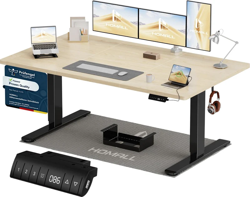 Homall höhenverstellbarer Schreibtisch elektrisch – Rechteck, USB, ergonomischh