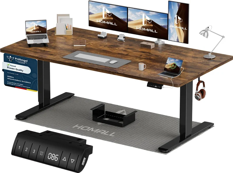 Homall höhenverstellbarer Schreibtisch elektrisch – Rechteck, USB, ergonomischh