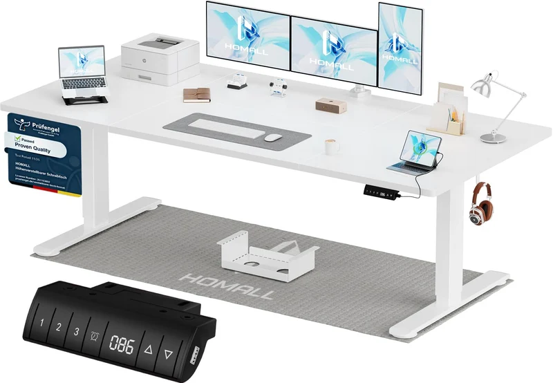 Homall höhenverstellbarer Schreibtisch elektrisch – Rechteck, USB, ergonomischh