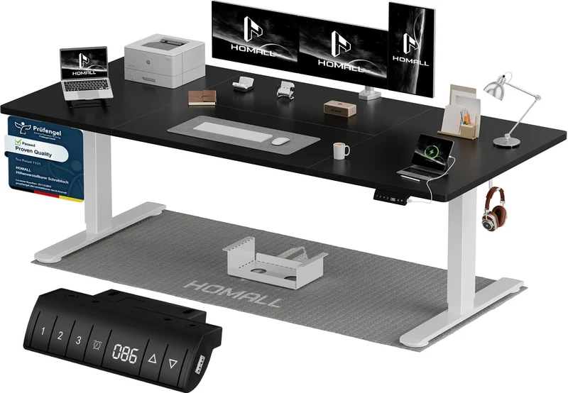 Homall höhenverstellbarer Schreibtisch elektrisch – Rechteck, USB, ergonomischh