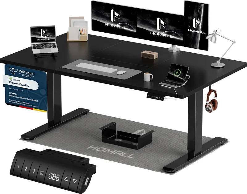 Homall höhenverstellbarer Schreibtisch elektrisch – Rechteck, USB, ergonomischh