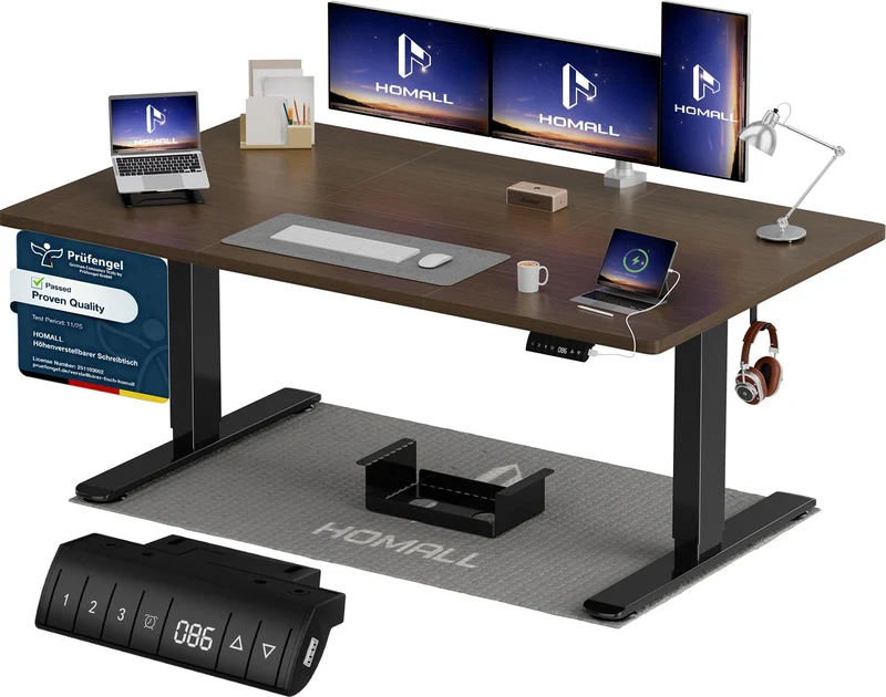 Homall höhenverstellbarer Schreibtisch elektrisch – Rechteck, USB, ergonomischh