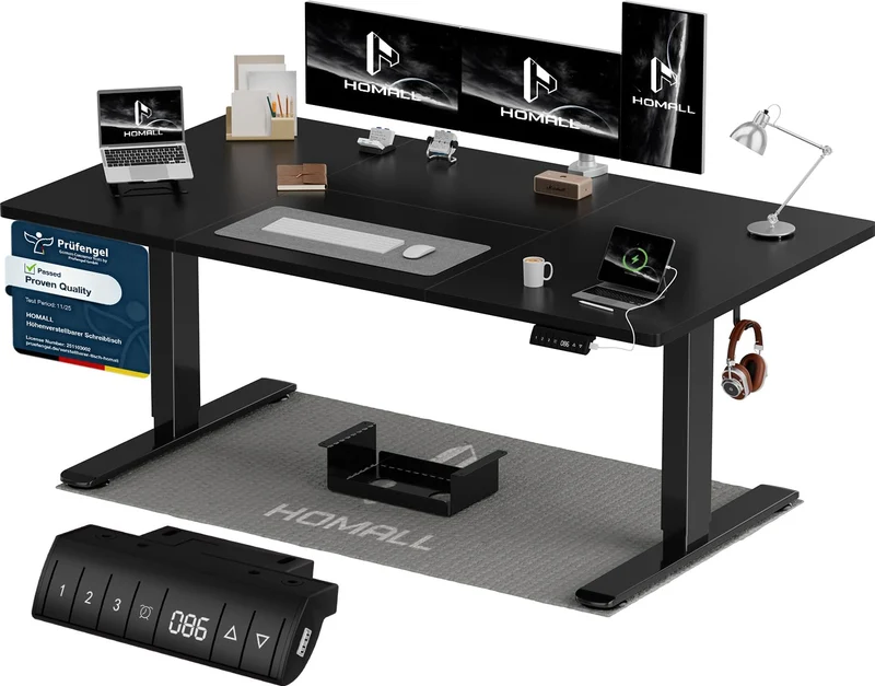 Homall höhenverstellbarer Schreibtisch elektrisch – Rechteck, USB, ergonomischh