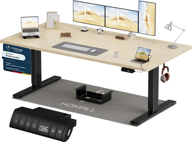 Homall höhenverstellbarer Schreibtisch elektrisch – Rechteck, USB, ergonomischh