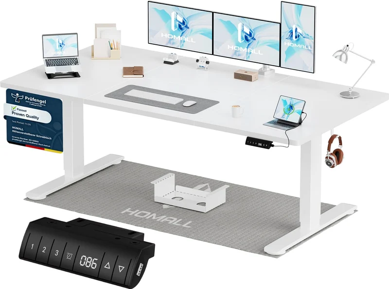 Homall höhenverstellbarer Schreibtisch elektrisch – Rechteck, USB, ergonomischh