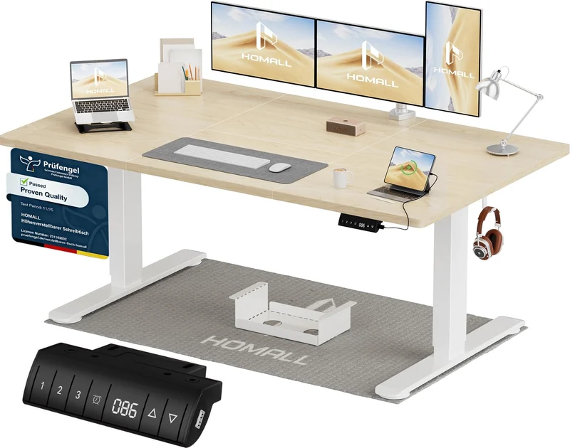 Homall höhenverstellbarer Schreibtisch elektrisch – Rechteck, USB, ergonomischh
