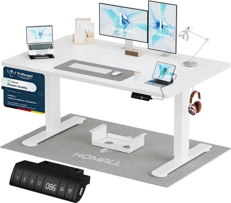 Homall höhenverstellbarer Schreibtisch elektrisch – Rechteck, USB, ergonomischh