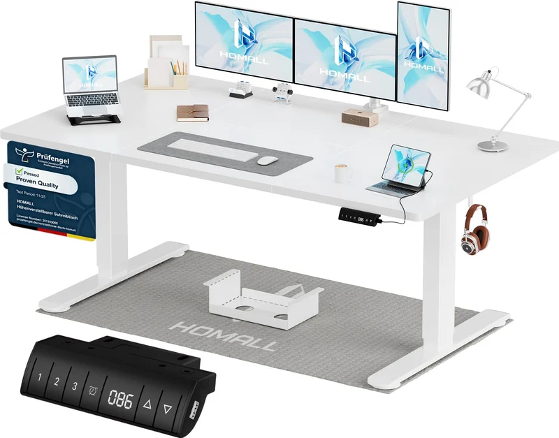 Homall höhenverstellbarer Schreibtisch elektrisch – Rechteck, USB, ergonomischh