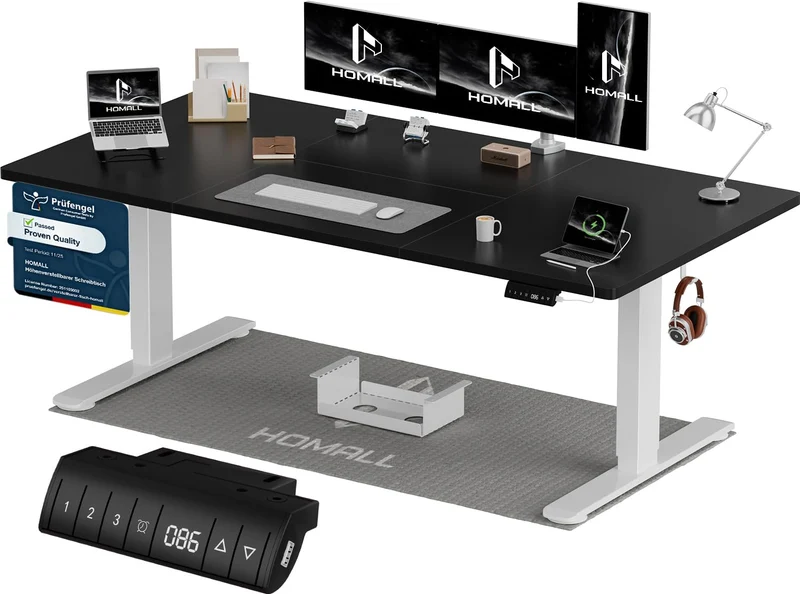 Homall höhenverstellbarer Schreibtisch elektrisch – Rechteck, USB, ergonomischh