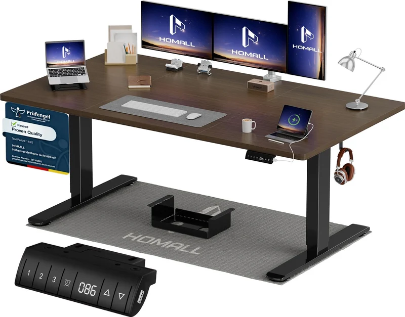 Homall höhenverstellbarer Schreibtisch elektrisch – Rechteck, USB, ergonomischh