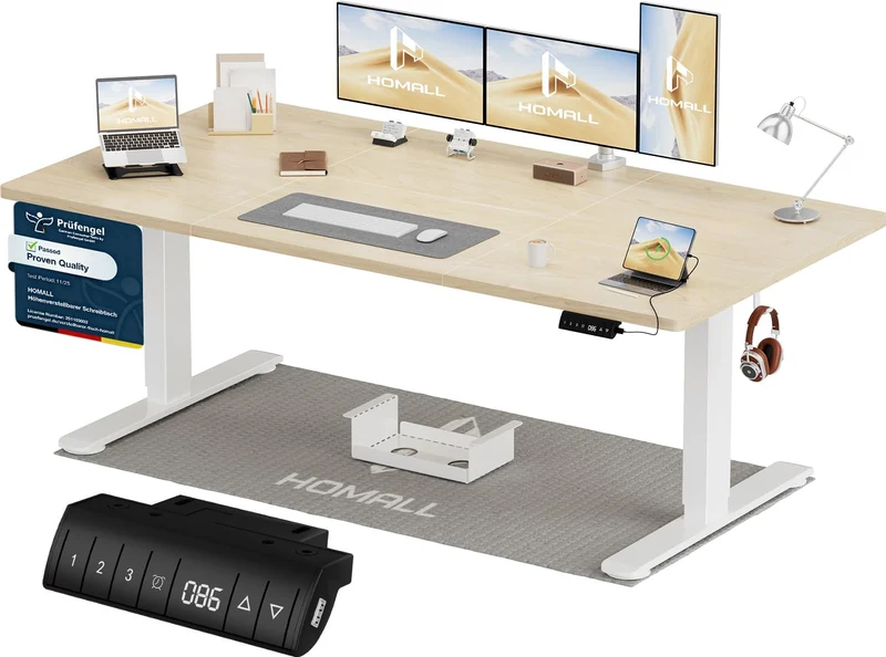 Homall höhenverstellbarer Schreibtisch elektrisch – Rechteck, USB, ergonomischh
