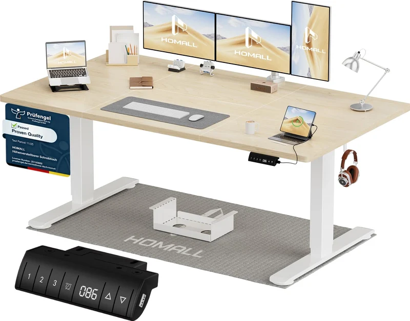 Homall höhenverstellbarer Schreibtisch elektrisch – Rechteck, USB, ergonomischh