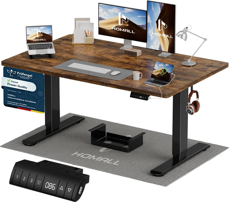 Homall höhenverstellbarer Schreibtisch elektrisch – Rechteck, USB, ergonomischh