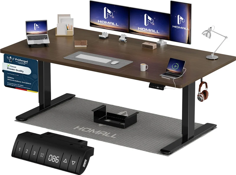 Homall höhenverstellbarer Schreibtisch elektrisch – Rechteck, USB, ergonomischh