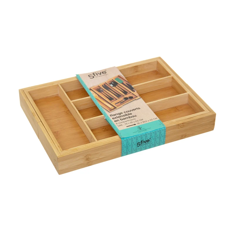 Besteckkasten aus Bambus ausziehbar Five®
