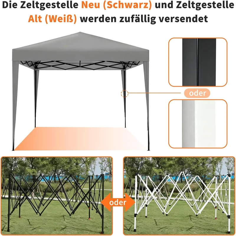 ISE Pavillon 3x3 m Faltpavillon mit Seitenwänden Grau aus Stahl UV50+h