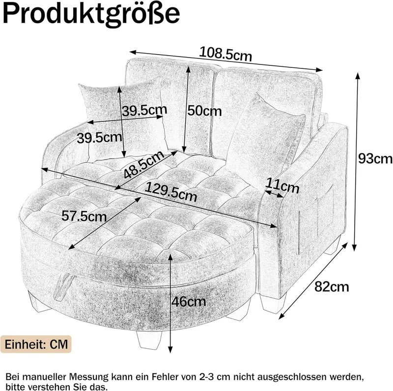 Gelukueub Multifunktionales Sofa-Bett 2-in-1 – Modernes Schlafsofa mit Stauraum, platzsparendh