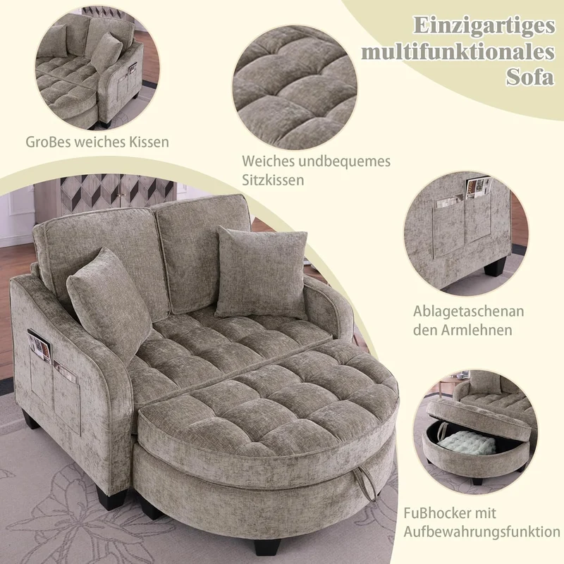 Gelukueub Multifunktionales Sofa-Bett 2-in-1 – Modernes Schlafsofa mit Stauraum, platzsparendh