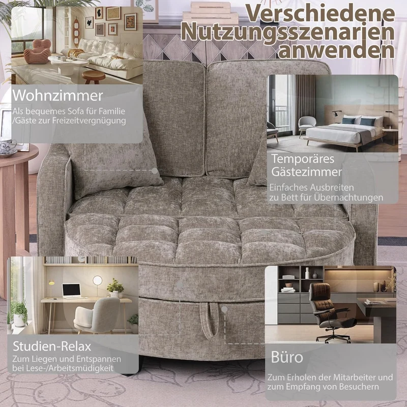 Gelukueub Multifunktionales Sofa-Bett 2-in-1 – Modernes Schlafsofa mit Stauraum, platzsparendh