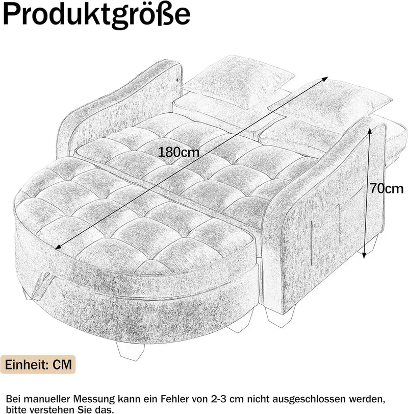 Gelukueub Multifunktionales Sofa-Bett 2-in-1 – Modernes Schlafsofa mit Stauraum, platzsparendh