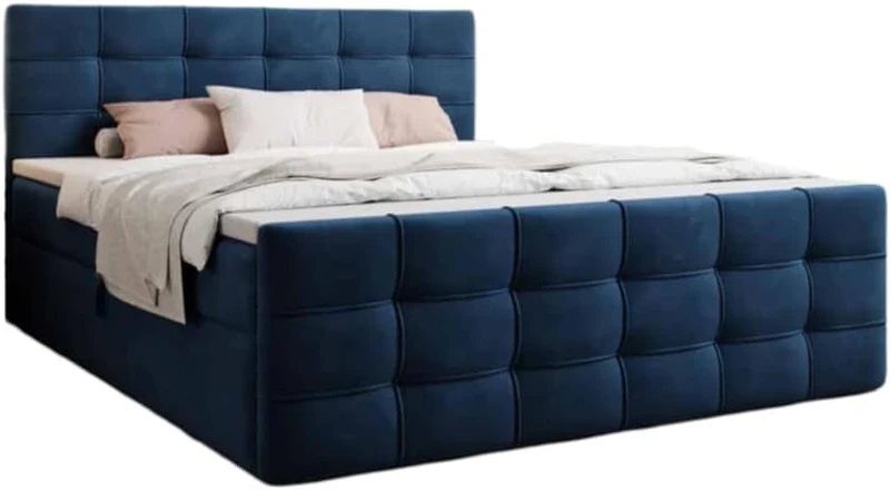 Luxusbetten24 Boxspringbett Luxor – Samt Polsterbett mit Stauraum & Bonellfederkernmatratzeh
