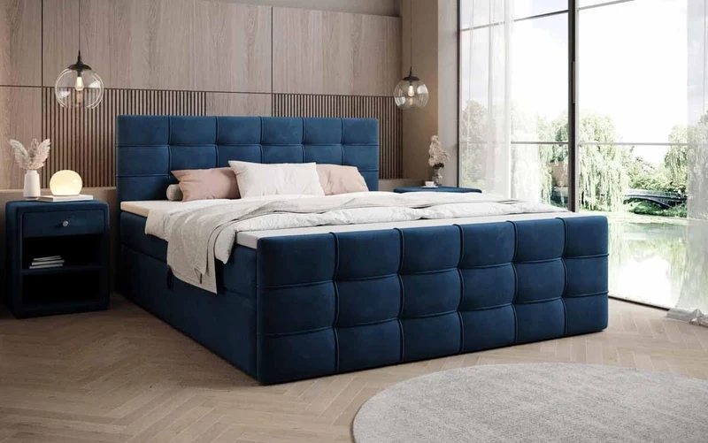 Luxusbetten24 Boxspringbett Luxor – Samt Polsterbett mit Stauraum & Bonellfederkernmatratzeh