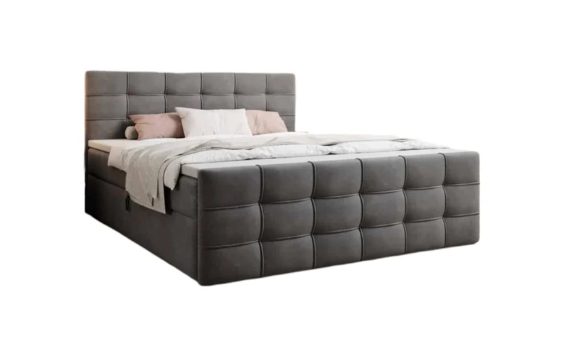 Luxusbetten24 Boxspringbett Luxor – Samt Polsterbett mit Stauraum & Bonellfederkernmatratzeh