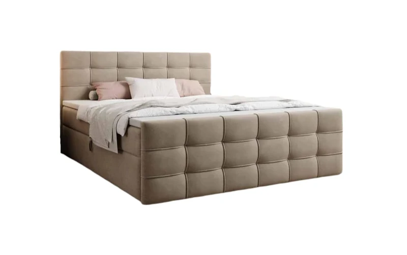 Luxusbetten24 Boxspringbett Luxor – Samt Polsterbett mit Stauraum & Bonellfederkernmatratzeh