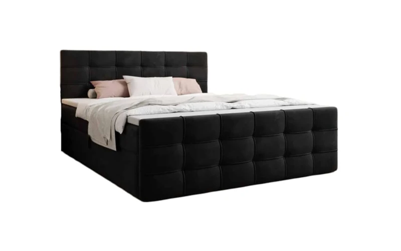 Luxusbetten24 Boxspringbett Luxor – Samt Polsterbett mit Stauraum & Bonellfederkernmatratzeh