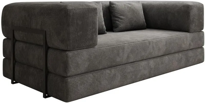 Luxusbetten24 Lazy 3-Sitzer Sofa – Designer Couch aus Cord, Modernes Loungesofa mit Metallrahmenh