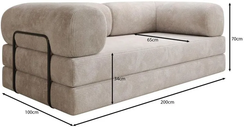 Luxusbetten24 Lazy 3-Sitzer Sofa – Designer Couch aus Cord, Modernes Loungesofa mit Metallrahmenh