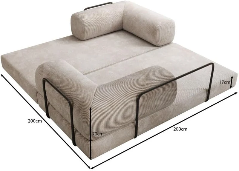 Luxusbetten24 Lazy 3-Sitzer Sofa – Designer Couch aus Cord, Modernes Loungesofa mit Metallrahmenh