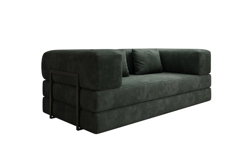 Luxusbetten24 Lazy 3-Sitzer Sofa – Designer Couch aus Cord, Modernes Loungesofa mit Metallrahmenh