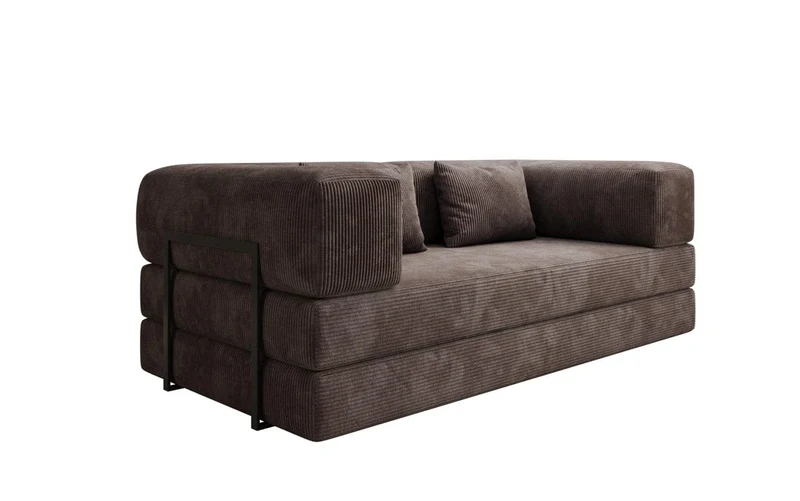 Luxusbetten24 Lazy 3-Sitzer Sofa – Designer Couch aus Cord, Modernes Loungesofa mit Metallrahmenh