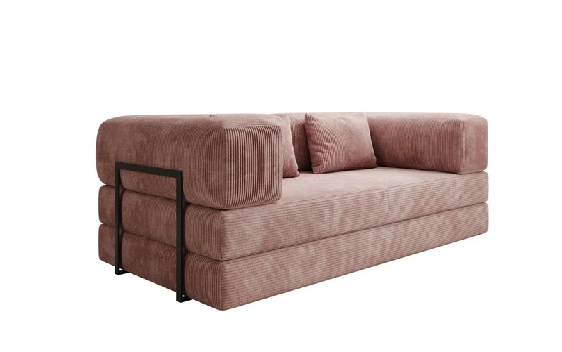 Luxusbetten24 Lazy 3-Sitzer Sofa – Designer Couch aus Cord, Modernes Loungesofa mit Metallrahmenh