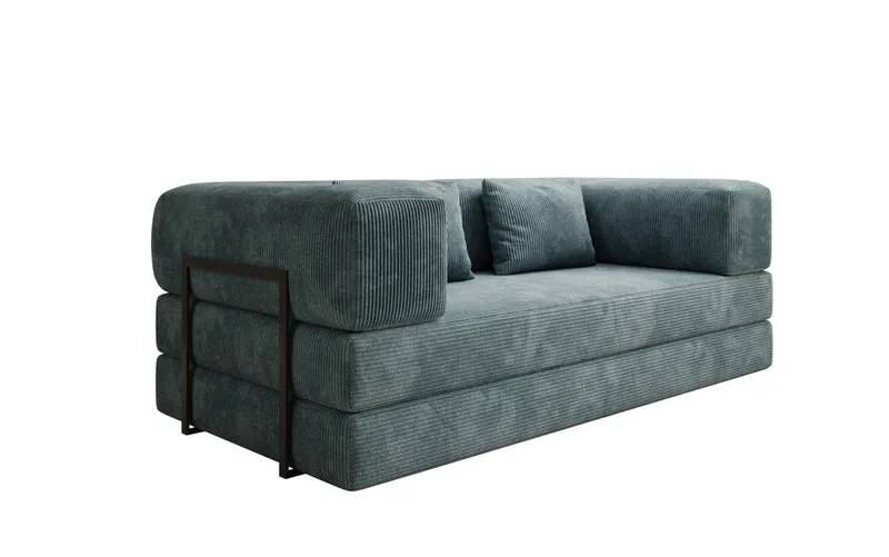 Luxusbetten24 Lazy 3-Sitzer Sofa – Designer Couch aus Cord, Modernes Loungesofa mit Metallrahmenh