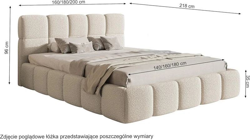 Selsey Polsterbett mit Holzrahmen | Modernes Doppelbett | Bouclé Stoff, Stabil & Langlebigh