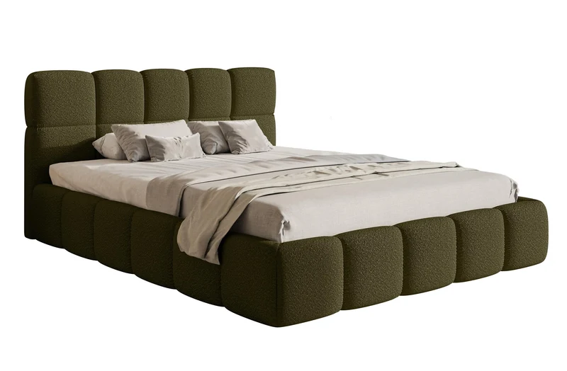 Selsey Polsterbett mit Holzrahmen | Modernes Doppelbett | Bouclé Stoff, Stabil & Langlebigh