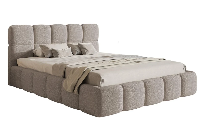 Selsey Polsterbett mit Holzrahmen | Modernes Doppelbett | Bouclé Stoff, Stabil & Langlebigh
