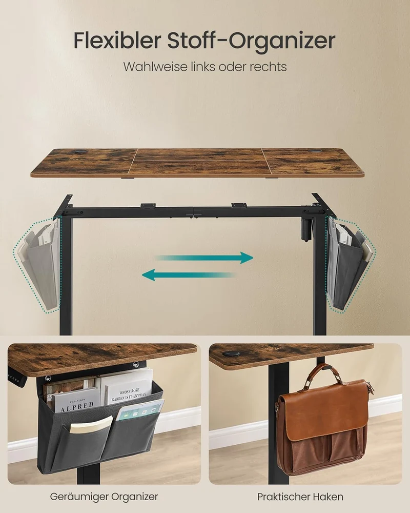 SONGMICS Elektrischer Höhenverstellbarer Schreibtisch – Holz & Stahl, Ergonomisch, Höhenverstellbarh